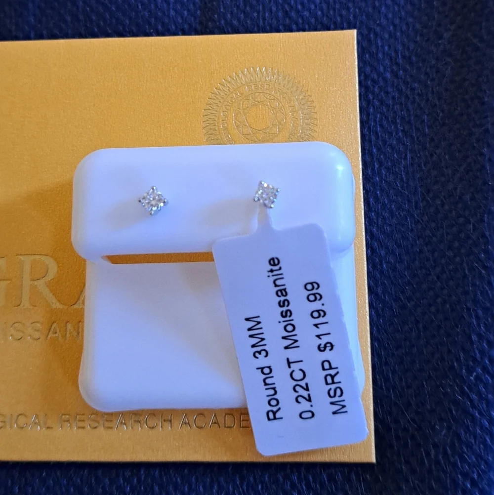 Moissanite Stud Earrings - Picture 2 of 3